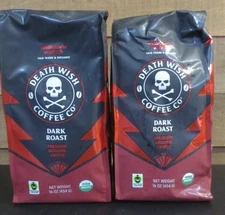Death Wish Coffee Organic Dark Roast Ground Coffee, 2 PK  - 16 OZ