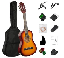BESYOU 30in Beginner Acoustic Guitar Kit Sunset Color with Bag & Accessories