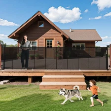 236" Retractable Baby Gates Dog Gate Extra Wide, 42" Tall Child Pet Safety Ga...