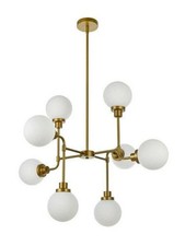 Brass Color Chandelier Glass Shades Modern Sp...