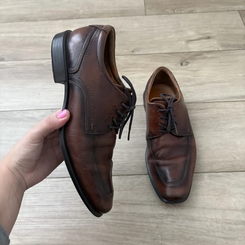 Scarpe uomo Ecco Oxford marroni cravatta taglia 41 US 8 5 larghezza extra gambo comodo