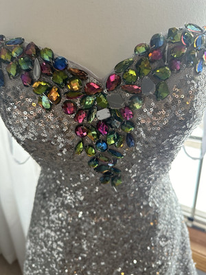 Silver Sequin High Low Women dress Size 4 Cocktail Career Casual Evening