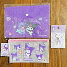 Kuromi Sanrio Pouch A5 Case Mini Acrylic Charm 3pc Set Japan Exclusive NEW FS