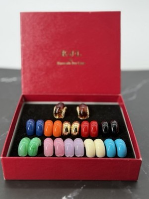Vintage KJL Kenneth Jay Lane Interchangeable Earrings 11 Pair Set Box Pierced