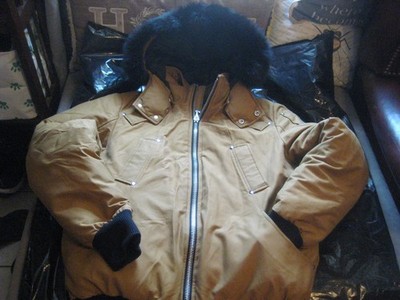 Moose Knuckles  Down Fur Trim Hooded Puffer BOMBER  Jacket Men's  LARGE