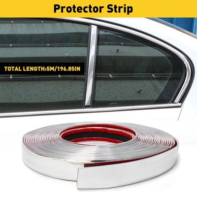Car Body Moulding Trim Strip Door Guard Protector Chrome 0.8inchx16ft EOOH