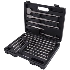17PCS ROTARY HAMMER BITS DRILL BIT & CHISEL SET FOR SDS PLUS DRILLS NEW