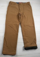 Coleman Utility Pants Brown Canvas Fleece Lined Stretch Work Outdoor Mens 34x30