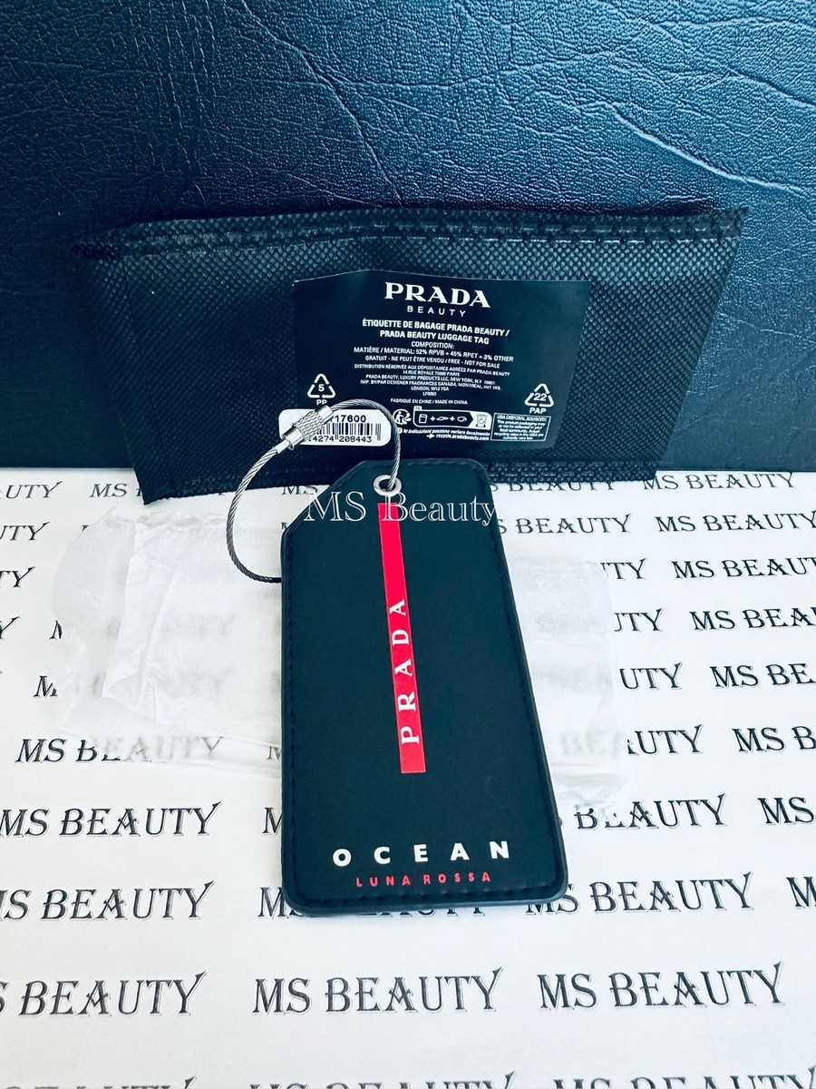 PRADA Luna Rossa Ocean Luggage Tag ID Plate Faux Leather Navy