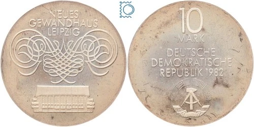 DDR 10 Mark 1982-Neues Gewandhaus Leipzig-from proof-j.1583 [mz1084