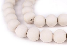 White Round Natural Wood Beads 18mm Large Hole 16 Inch Strand
