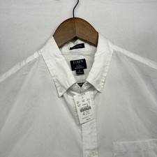 J Crew Shirt Men's Medium White Flex Washed Classic Lightweight Oxford READ NEW