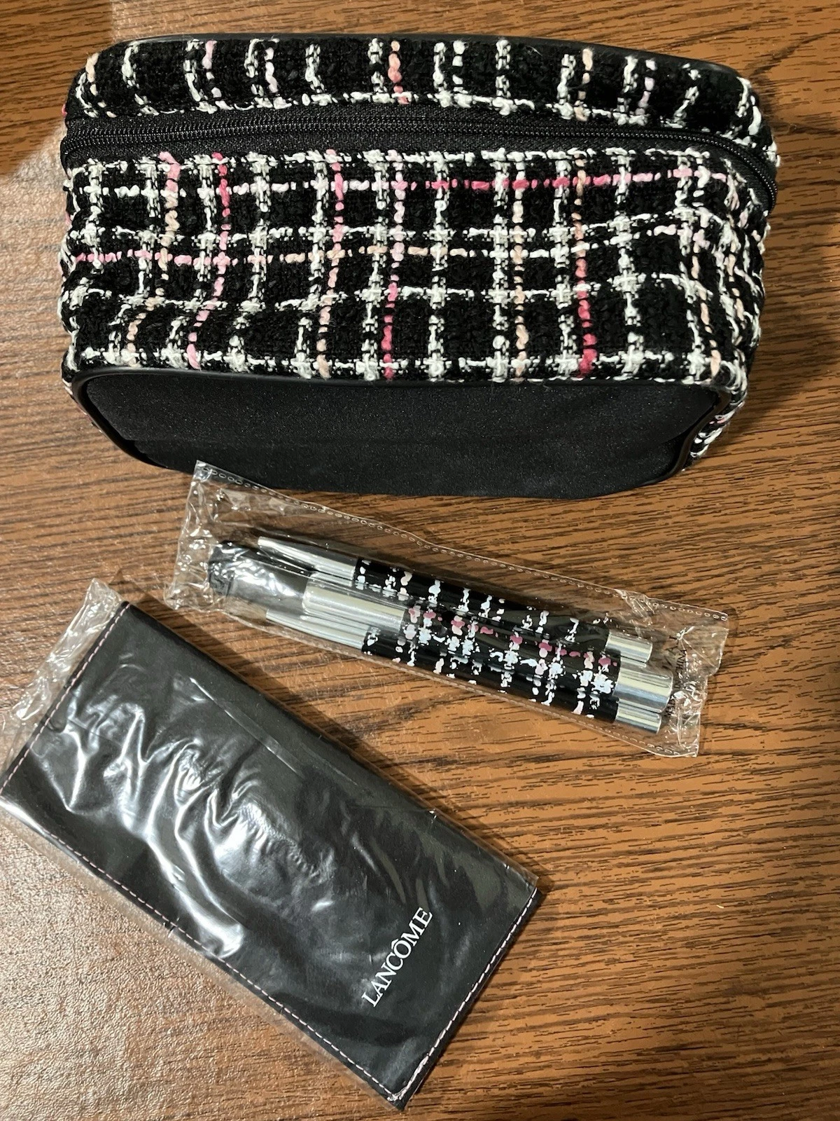 Lancome Brittney Brush Set Travel Cosmetic Makeup Brush Set Zipper Case w Handle
