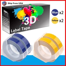 (2Blue+2Yellow) LabelTape Fit For Dymo 15447 Dymo 814580 Label Makers