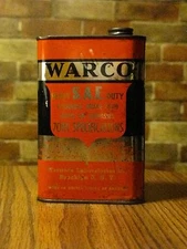 VINTAGE WARCO HEAVY S.A.E. DUTY HYDRAULIC BRAKE FLUID CAN WARWICK LABORATORIES