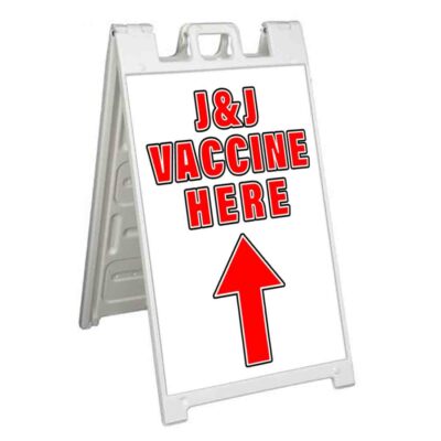 VACCINE HERE UP Signicade 24x36 Aframe Sidewalk Decal Sign Banner MEDICAL