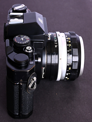 Nikomat EL Black 35mm Film SLR c/w N. K. NIKKOR-S 50mm f/1.4 Lens