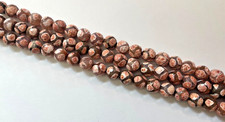 ETCHED AGATE FACETED BEADS 14.5" STRAND BROWN/WHITE/PEACH 12 MM BELOW WHOLESALE