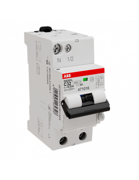Disjoncteur C32 ABB 30mA type AC avec coupure 6kA pour protection fuite