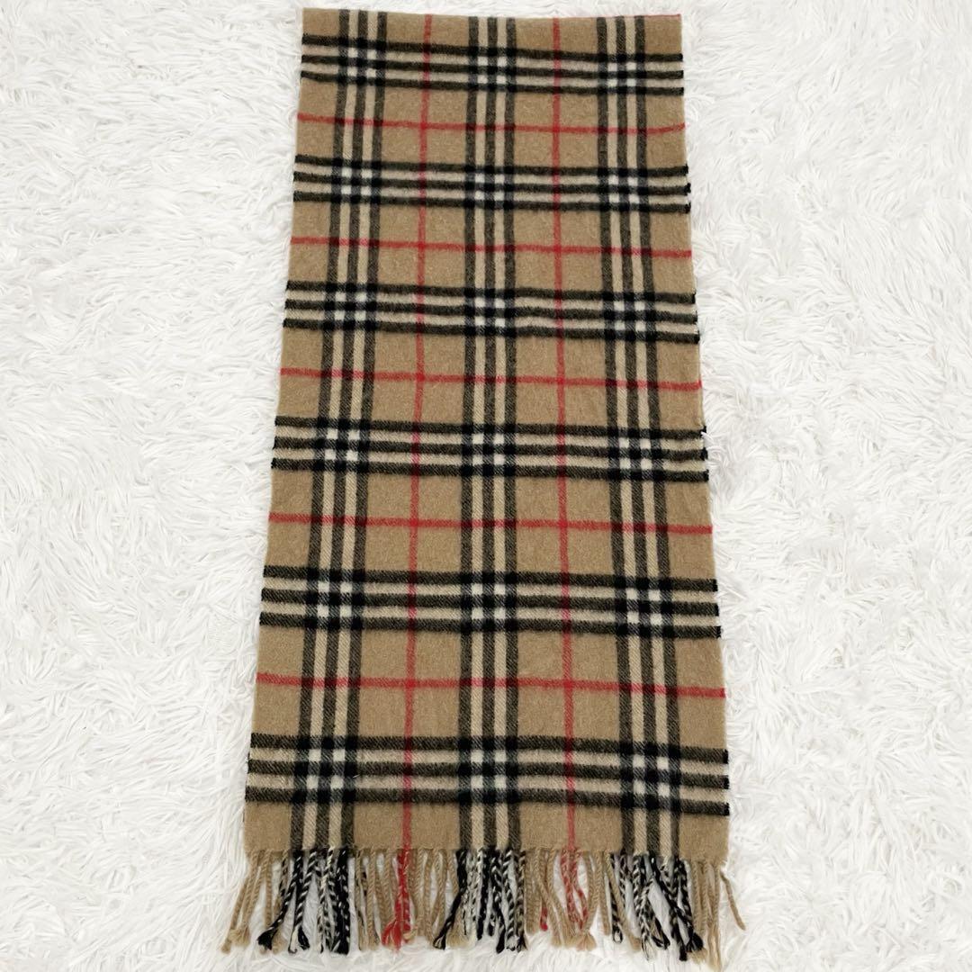 BURBERRY LONDON Nova Check Cashmere Scarf Beige Black Red BURBERRY LONDON Nova Check Cashmere Scarf Beige Black Red