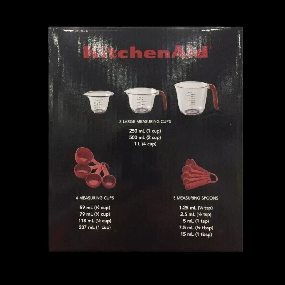 KitchenAid Measuring Set Includes Measuring Cups and Spoons Red Lot Brand New - Image 3 of 4