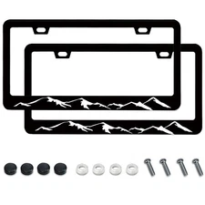 2pcs For Jeep Accessories Mountains Raised Car SUV License Plate Frame Cover