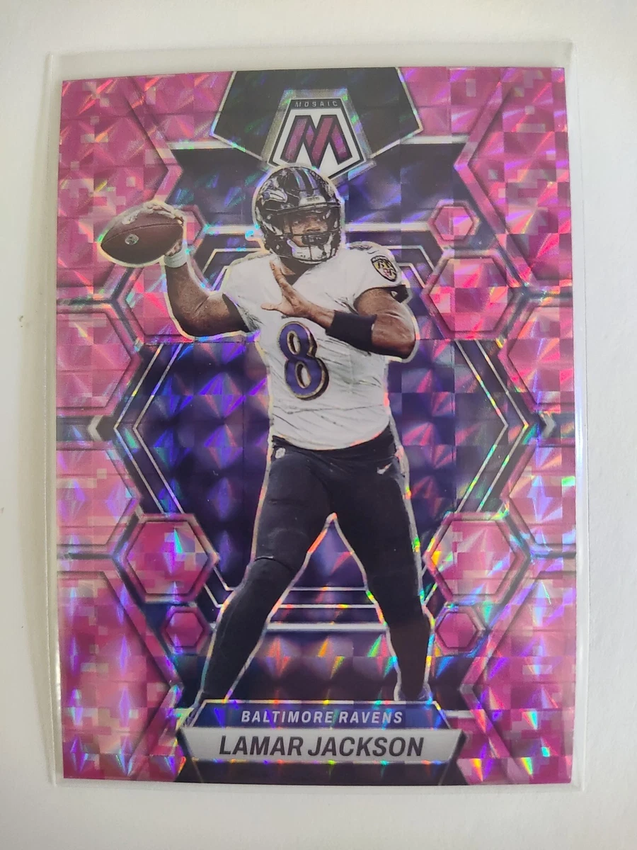 2023 Panini Mosaic Lamar Jackson Pink Camo Prizm 13 Baltimore Ravens