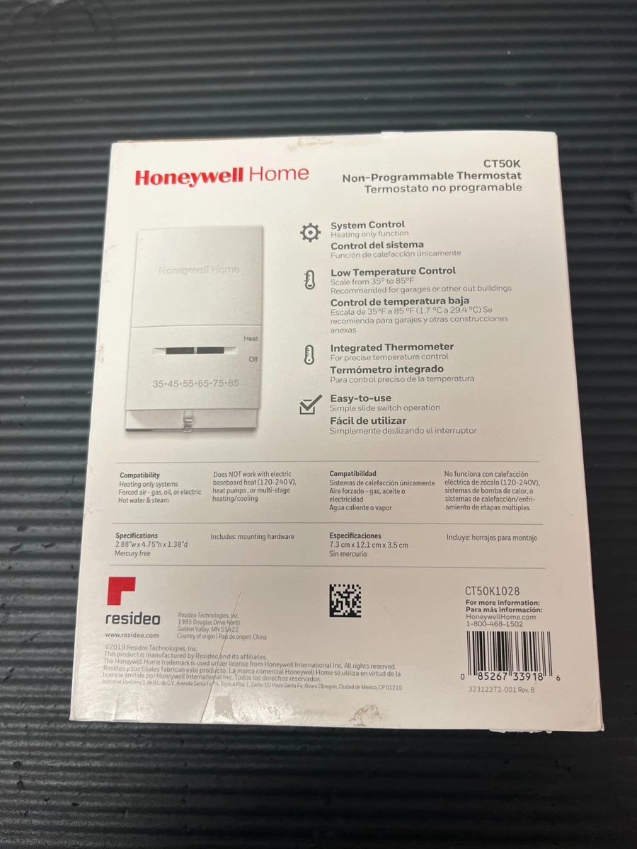 Honeywell Home CT50K1028 CT50K Non-Programmable Manual Thermostat, White  85267339186 | eBay