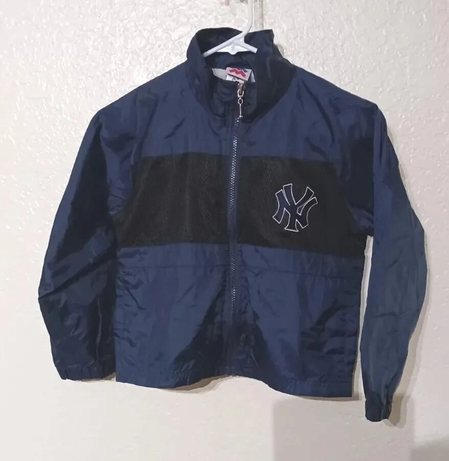 New York Yankees Baseball Jacket Boys Size 7 Zipper Navy Black Lined Long sleeve