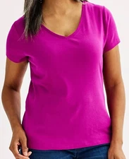 Croft & Barrow Women's V- Neck Tee Shirt Top Sz Medium / M - Orchid - New