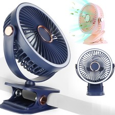 6" Desktop Clip-on Rechargeable Personal Fan with 5 Speed 3 Brightness LED light