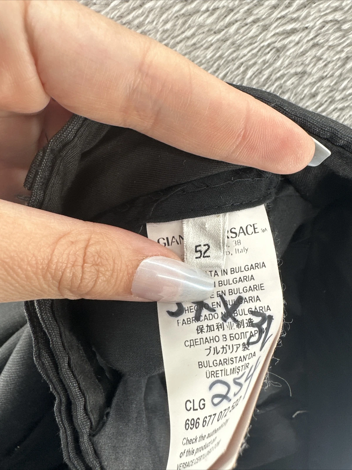 Gianni Versace Pantalone Uomo Tg 34x31 Abito Piatto Fronte Nero Spilla Rigato
