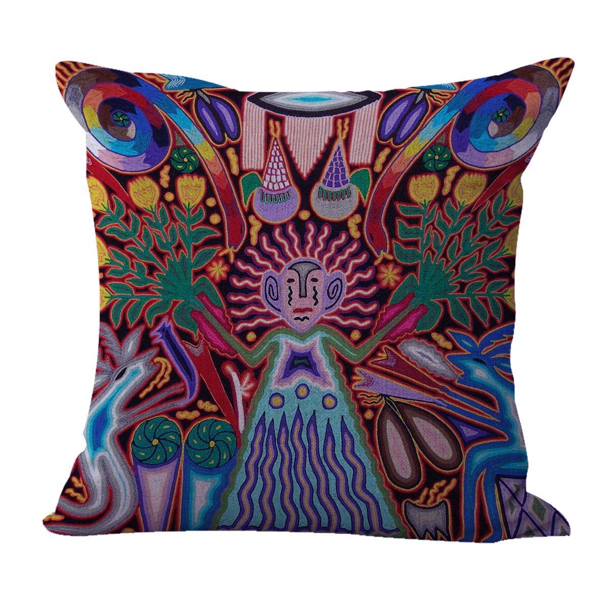 Vibrant Mexican folk art print cushion cover - affordable throw pillow case  