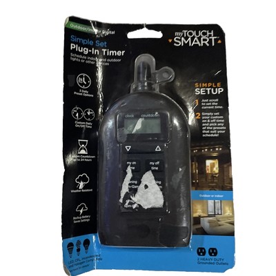 My Smart Touch Simple Set Outdoor/Indoor Plug-In Digital Timer New