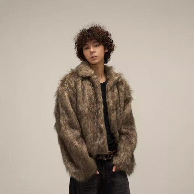New Men's Luxury Faux Fur Coat Jacket Winter Furry Warm Coats Overwear Outwear