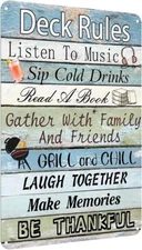 Rules Metal Tin Sign Cave Pool Bar Terrace House Wall Decor 12x16