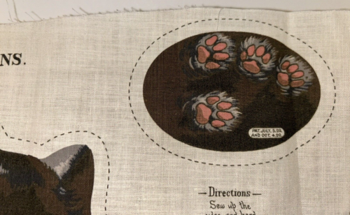 Antique 1892 Arnold Print Works Original GOOD LUCK KITTENS Cat Linen Fabric Panl - Picture 5 of 6