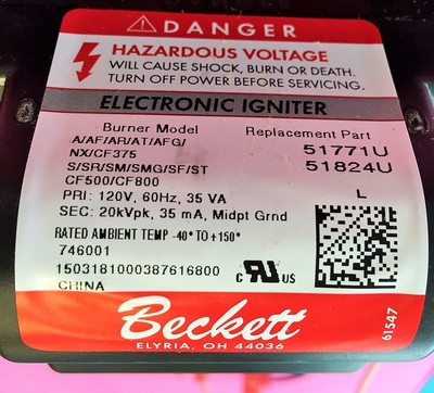 BECKETT 51832U BASE PLATE KIT CARLIN 100 Ignitor Burner BECKETT 51832U BASE PLATE KIT CARLIN 100 Ignitor Burner