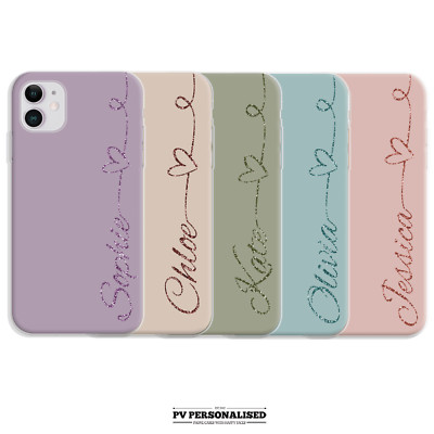 Personalisierte Handyhülle Einfarbig Name Silikon Cover für iPhone 12 13 15 14