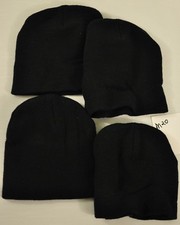 lot of 4 Boy's knitted hats beanies one size black agrylic spandex brand new 