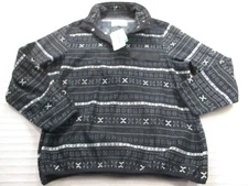 Jachs Men Jacket XL Black Patterned High Neck Button Fleece Pocket Polyester New