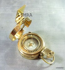 Antique Nautical Brass Military Compass Vintage Collectible Decor Style Gift