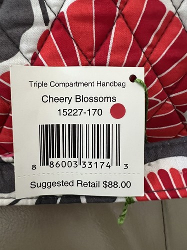 Vera Bradley Triple Compartment, Handbag Cherry Blossom Floral Bag NWT - Picture 7 of 10