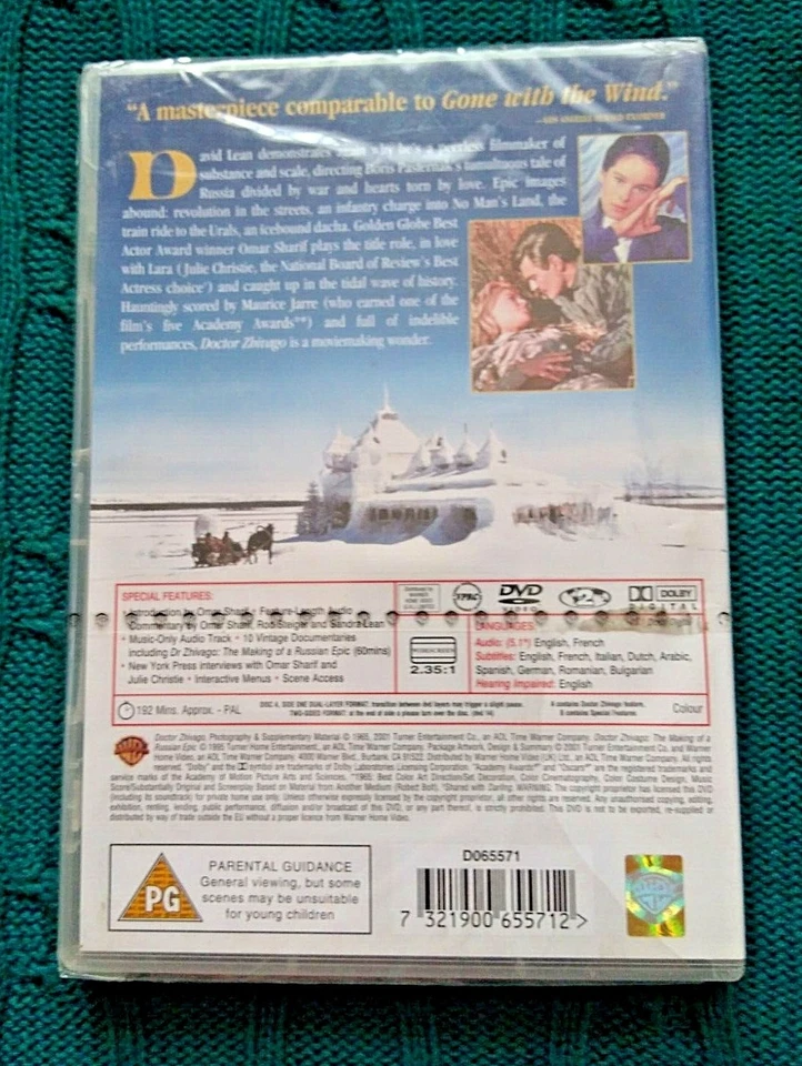 DOCTOR ZHIVAGO – DVD - REGION-2, LIKE NEW, FREE POSTAGE WITHIN AUSTRALIA - Image 2 of 2