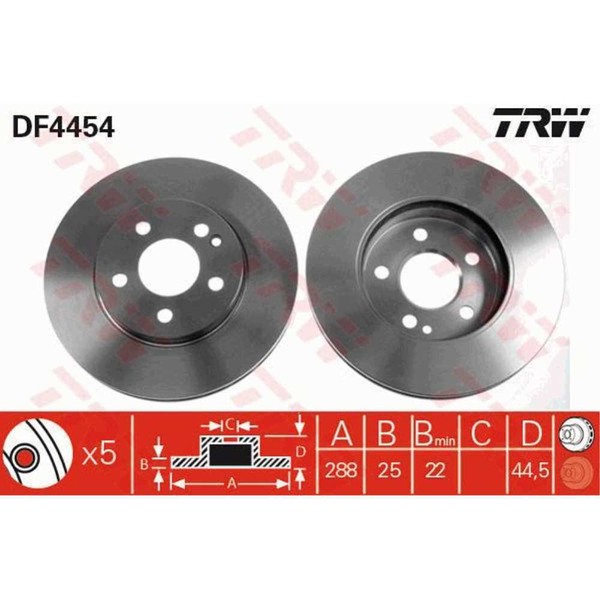 TRW 2X Bremsscheibe Vorne 288 BelüFtet FüR Mercedes-Benz B-Klasse W245-image