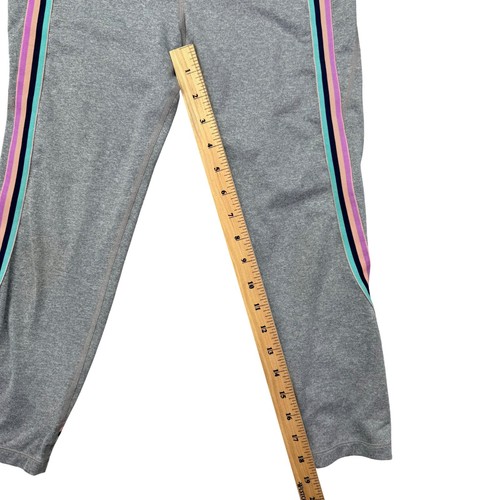 Athleta Girl Leggings Girls Extra Large 14 Gray Striped Colorful Stretch Workout - Picture 10 of 12