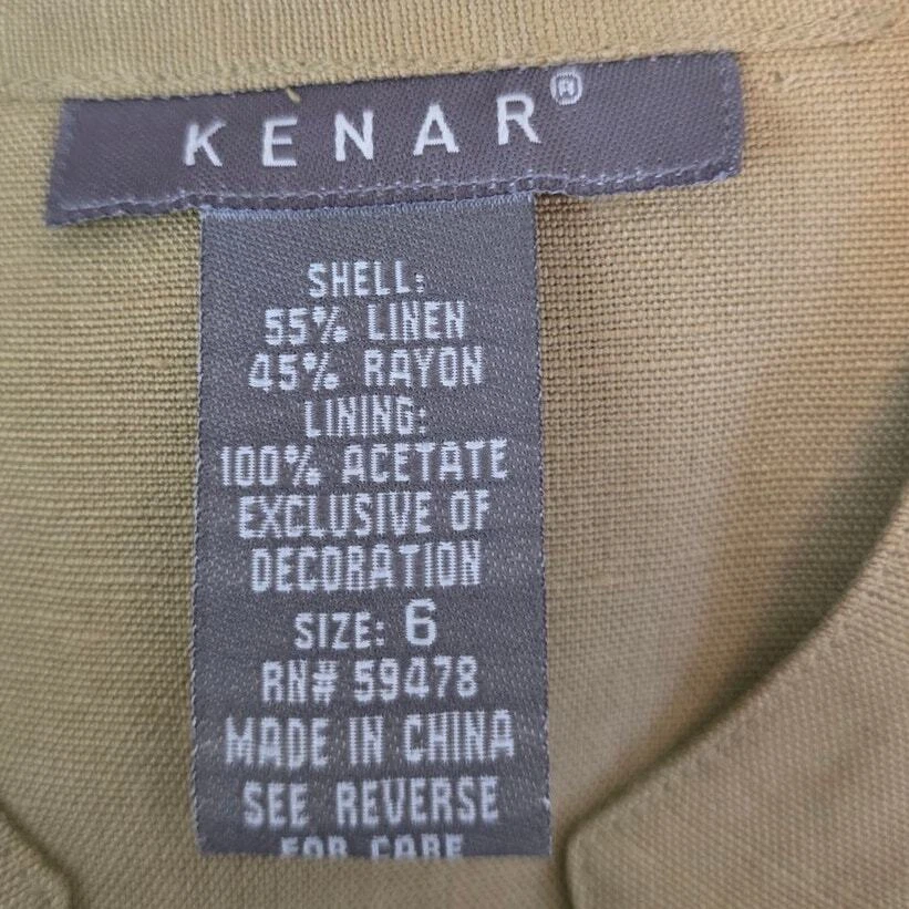 Vestido de trabajo Kenar Kenar de mezcla de lino forrado bronceado con cinturón abotonado para mujer Academia 6 Foto 3 de 3