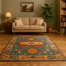 Tappeto Vintage Lana Cotone Nodo Grosso Manuale 210 x 130 cm Italia Design