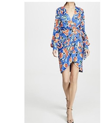 Jonathan Simkhai Acapulco Wrap Dress Citrus Bloom sz 6 Colorful