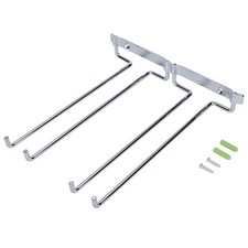 B- Double Row Iron Chrome Wine Glasses Holder Wall Mount Stemware Rack